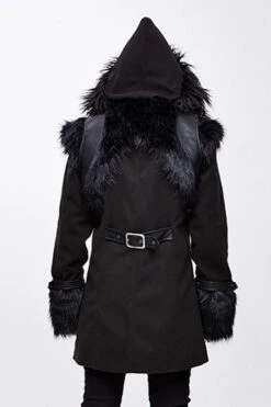 Black Cape Collar Punk Long Mens Coat With Fur -LolitaInside cb9886c8f0cd78d067b65be27b270ea2
