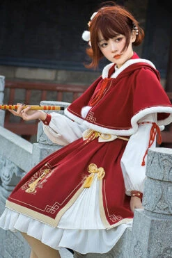 Red Chinese New Year Golden Crane Print Long Sleeve Sweet Lolita OP Dress 12 Red Chinese New Year Golden Crane Print Long Sleeve Sweet Lolita OP Dress -LolitaInside ccd3a2da886443fdd1dd42e607bf218f