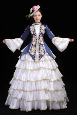 Multi-Layer Hime Sleeves High Waisted Three Dimensional Flower Print Victorian Lolita Prom Tiered Dress -LolitaInside ccd51d80de2791f77547bb67521b3b46