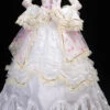 White Hime Sleeves High Waisted Lace Stitching Flower Print Victorian Lolita Prom Tiered Dress -LolitaInside ce3af588917f1861d56be9c734c6761c