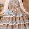 Brown Plaid Print Lace Layered Ruffled High Waist Sweet Lolita JSK Dress -LolitaInside ce7e5d733c62598dcce4a9604e0169c2