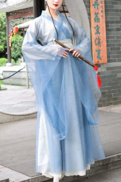 Blue Chinese Style School Sweet Hanfu Dress