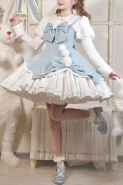 Cute Girl Doll Collar Hair Ball Christmas Princess Sweet Lolita JSK Dress Full Set