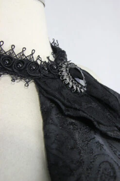 Black Lace Jacquard Jewel Pins Men's Gothic Tie -LolitaInside cff8e6e50c1aa1a3b29c14a13311ffb4