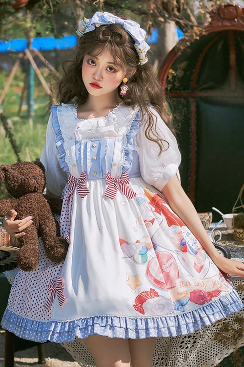 Candy Jar Print Ruffled Sweet Lolita JSK Dress 4 Candy Jar Print Ruffled Sweet Lolita JSK Dress - Image 2