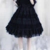 Black Lace Cool Angel Short Sleeves Bowknot Ruffle Gothic Lolita Dress -LolitaInside d190211738b1935138a40eafb98561bf