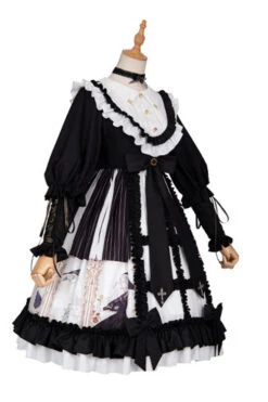 Black Doll Collar Long Sleeves Ruffled Anthem Print Gothic Lolita OP Dress -LolitaInside d1b0adf43b6c02d9584e1285ed468e60