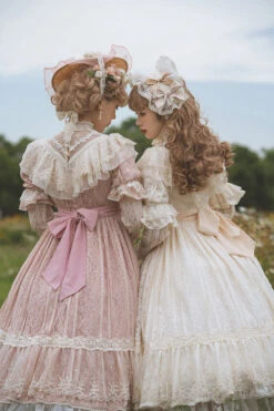 Elegant Vintage Rose Print Multi-Layer Ruffled Sweet Lolita OP Dress -LolitaInside d1b4b8984f588b639994e5152d00c0df