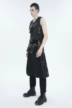 Black Personalized Print Big Pocket Buckle Men's Punk Tank Top -LolitaInside d29faf9ffa8f9da9d9f105889520421d