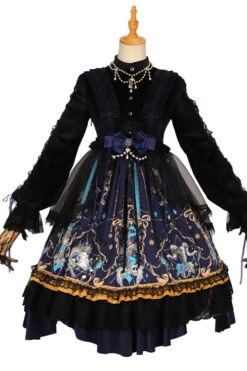 Black God's Salvation Long Sleeves Lace Ruffled Gothic Lolita OP Dress -LolitaInside d2a16ceab24e363f4fa758959828088f