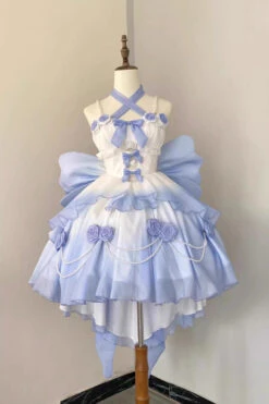 Gradient Blue Hanayome Hollow Bowknot Sweet Princess Lolita Dress -LolitaInside d357325fbd63f959cd0281068796249b