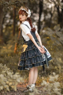 Black Multi-Layer Ruffled Note Bear Print Sweet Lolita JSK Dress -LolitaInside d3d47d9965db80dd115fe3e2fb66e4f3