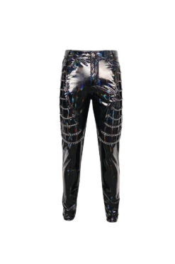 Black Stretch Symphony Metal Chains On Both Sides Versatile Leather Men's Gothic Pants -LolitaInside d3dc468f9ef5f9aa1a0c630e1f6af3ab