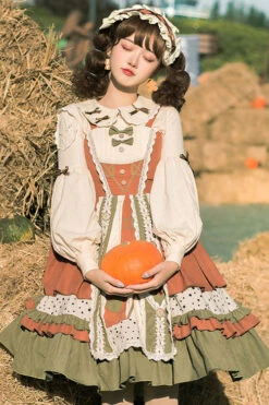 Multi-Color Japanese Country Style Stitching Bowknot Multi-Layer Ruffled Classic Lolita JSK Dress -LolitaInside d40ce948d2df61bf23b2c6fbead47d1e