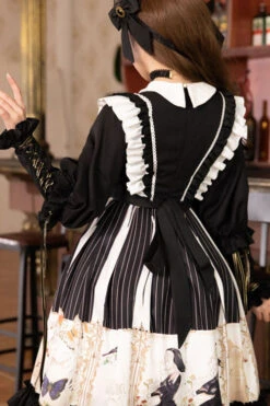 Black/White Dark Gold Hymn Bowknot Square Collar Long Sleeves Cardigan Ruffled Gothic Lolita OP Dress -LolitaInside d57aed29a1962c19c920cd21751e7672