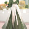 Green/White Dance Igh Waisted Chinese Style Hanfu Dress Set