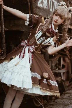 White/Brown Bear Detective Short Sleeves Ruffle Cardigan Bowknot Gothic Punk Lolita Dress -LolitaInside d5e50cde3a51126867ea0de0d075184a
