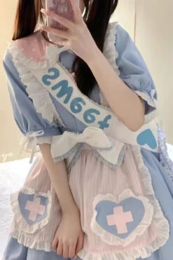 Blue Short Sleeves Love Redemption Print Ruffle Bowknot Lolita Dress -LolitaInside d666cf73786bb463229408dba07c48a8