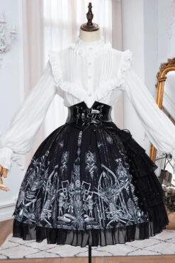 Dark Black Eye Of Red Heart Print High Waisted Gothic Lolita Skirt Dress 9 Dark Black Eye Of Red Heart Print High Waisted Gothic Lolita Skirt Dress -LolitaInside d77c63500d4d9384e5eb127833595ee6