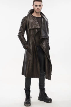 Brown Punk Exaggerated Large Collar Design Thick Rope Decoration Handsome Slim Long Men's Coat -LolitaInside d924acecefb8732957cf1d4486721d4d