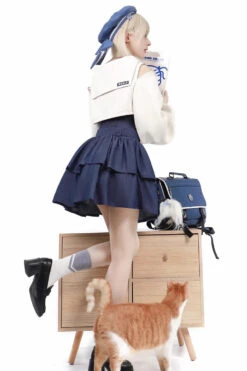 Dark Blue Double Layer Ruffle Sweet Lolita Jsk Dress -LolitaInside d926a45ae1d4e0ad7445f19e0b5a7668