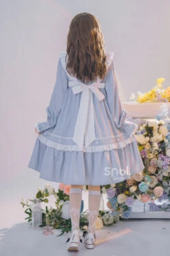 Blue Doll Collar Single Breasted Princess Sleeves High Waist Magic Playing Cards Sweet Lolita OP Dress -LolitaInside d9dd799fa74d19101364c48d24602ba5