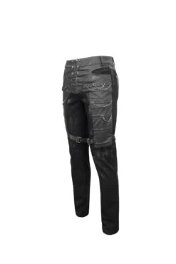 Black Slim Fit Zip Stud Side Chain Eyelet Rock Men's Gothic Trousers 14 Black Slim Fit Zip Stud Side Chain Eyelet Rock Men's Gothic Trousers -LolitaInside dab6651c80707553dea6a5cb0ce35d21