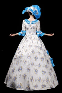 Floral Print Half Sleeves Stitching Ruffled Multi-Layer Victorian Lolita Prom Dress -LolitaInside dac759f7f27cce364db0d2e2998af990