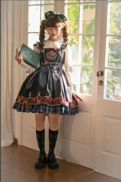 Black Vintage College Badge Print Sweet Lolita JSK Dress -LolitaInside dae132cf7fc6434c23748f339eff2294