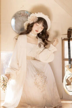 White Chinese Style Bronzing Flower Embroidery Sweet Lolita Jsk Dress -LolitaInside dafdc715f512ccc23942bfbed4c321dd