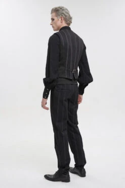 Black Retro Micro-Elastic Thick Stripe Stitching Three-Dimensional Texture Detachable Men's Punk Swallowtail Vest 14 Black Retro Micro-Elastic Thick Stripe Stitching Three-Dimensional Texture Detachable Men's Punk Swallowtail Vest -LolitaInside db3bda66bc06765cc71c54538286b92a