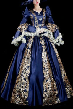 Trumpet Sleeves Long Sleeves Golden Floral Hollow Print Victorian Lolita Prom Dress -LolitaInside dba8762df1dde159fcea7ff331ba55dc