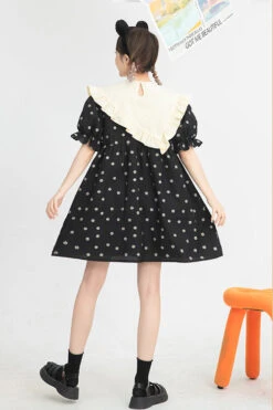 Black Ruffled Splicing Round Collar Bubble Short Sleeves Floral Print High Waisted Sweet Lolita Dress 18 Black Ruffled Splicing Round Collar Bubble Short Sleeves Floral Print High Waisted Sweet Lolita Dress -LolitaInside dbd760b0fe573c7f787e8884b95f8252