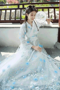 Floral Embroidery Long Sleeved Sweet Hanfu Dress -LolitaInside dcca49cc3b23fe1cb9d230f2aa313fa3