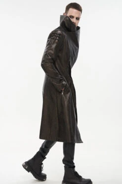 Brown Punk Exaggerated Large Collar Design Thick Rope Decoration Handsome Slim Long Men's Coat -LolitaInside dcfc70b910b15831b0bb6f9242772b53