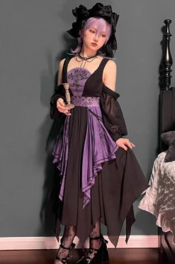 Black/Purple Print Styx Ferry Witch Gothic Lolita Dress -LolitaInside dd538da9438b2edcaafc2da8a2246451