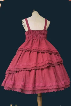Wine Solid Color Tower Of Dawn Bowknot Sleeveless Ruffle Sweet Lolita Dress -LolitaInside dd81f1b3a86d7fd321a570148f759d60