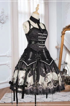 Black New Pirate Ship Print Full Set Gothic Lolita JSK Dress -LolitaInside ddfdbb091445a3d88d68fbe5f528e93e