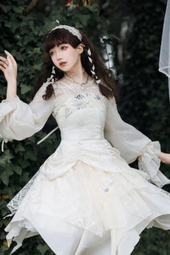 White Multi-layer Bowknot Sweet Elegant Princess Irregular Lolita Dress -LolitaInside df33e66f78ada32d4126ca3e7dab8a53