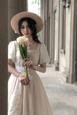 Elegant Vintage Tulip Square Collar Lantern Sleeves Multi-Layer Ruffled Classic Lolita OP Dress Short Version -LolitaInside e049b972589aad6c7d53220f1473aae7