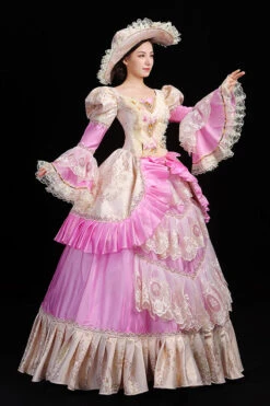 Trumpet Sleeves High Waisted Ruffled Multi-Layer Hollow Embroidery Print Victorian Lolita Prom Dress -LolitaInside e065823b9a416241ed7f4edd18c9ddd2