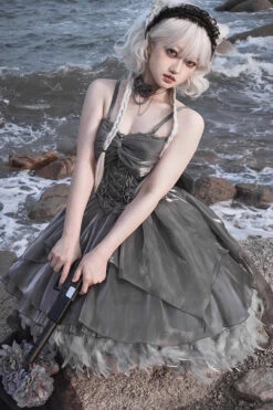 Silver Gray Ruffle Bowknot Peninsula Iron Box Ballet Sweet Elegant Princess Lolita Jsk Dress -LolitaInside e07db23452af4a81c4dd2a1a85a98579