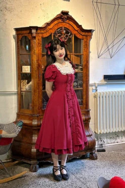 Wine Red Annie's Gift Short Sleeves Bowknot Sweet Lolita Dress (Plus Size Support) 11 Wine Red Annie's Gift Short Sleeves Bowknot Sweet Lolita Dress (Plus Size Support) -LolitaInside e0a44f3156669978da494e253fdae443 43881297 01da 4d4b bf4a e2fc9c5f65a7