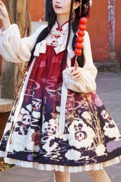 Panda Print Chinese Style Sweet Lolita OP Dress