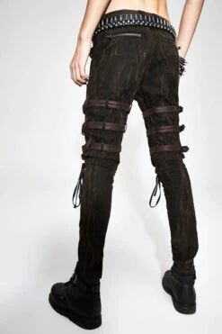 Brown Steampunk Multi Loops Embroider Lace Up Mens Pants -LolitaInside e1cc747dcff2fdce72c0cc383484efbf