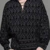 Black Lace Up Neckline Skull Printed Mens Gothic Blouse -LolitaInside e20b5dd6ff7cbde828ce7d15708d2d9d