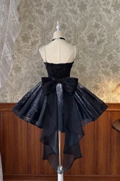 Black Sleeveless Ruffle Bowknot Gothic Princess Fish Bone Bridesmaid Lolita Jsk Dress -LolitaInside e241a07e1a73a6748aecdd538f9fb476
