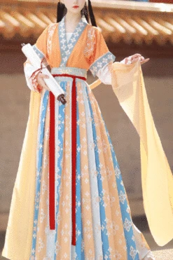 Ancient Tang Dynasty Embroidery Printing Sweet Hanfu Dress