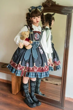 Black Vintage College Badge Print Sweet Lolita JSK Dress -LolitaInside e260a4ceabb6fb6b7604823e2c0f6617