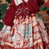 Wine Christmas Bear Print Long Sleeves High Waisted Bowknot Ruffled Sweet Lolita Op Dress -LolitaInside e26da1c88c8bdf6e9f0466a3455769a7